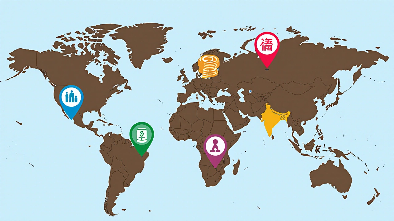 World map highlighting top five chemical companies with icons for revenue, capacity, and staff.