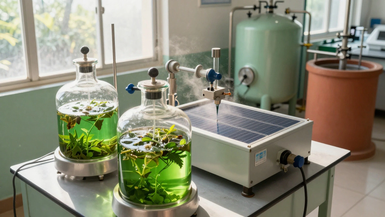 Sustainable green chemistry lab processing natural ingredients