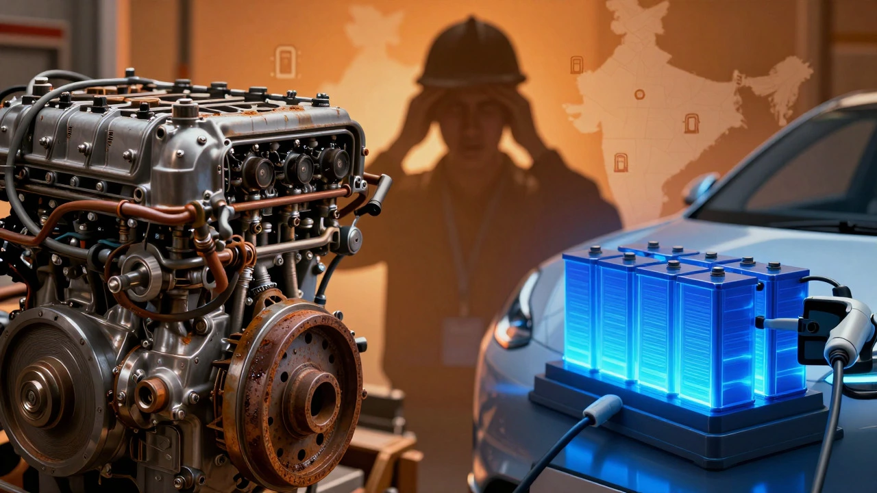 Engineer torn between old engine parts and new EV batteries