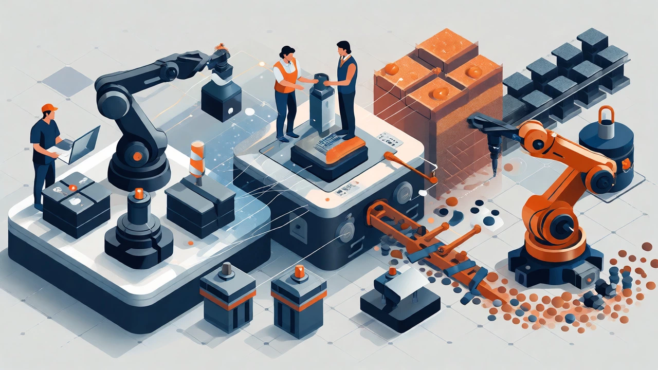 Isometric view of connected manufacturing system